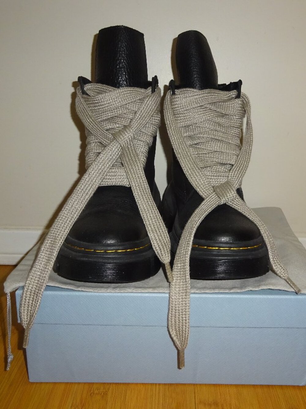 Rick Owens x Dr. Martens 1460 Quad Platform Leather Boot 'Black Lunar'